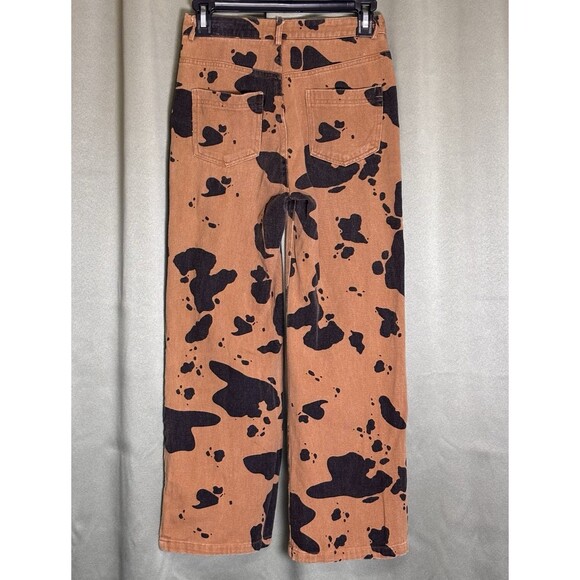 Pretty Garbage Cow Print Jeans Size S Brown & Black - Picture 2 of 6